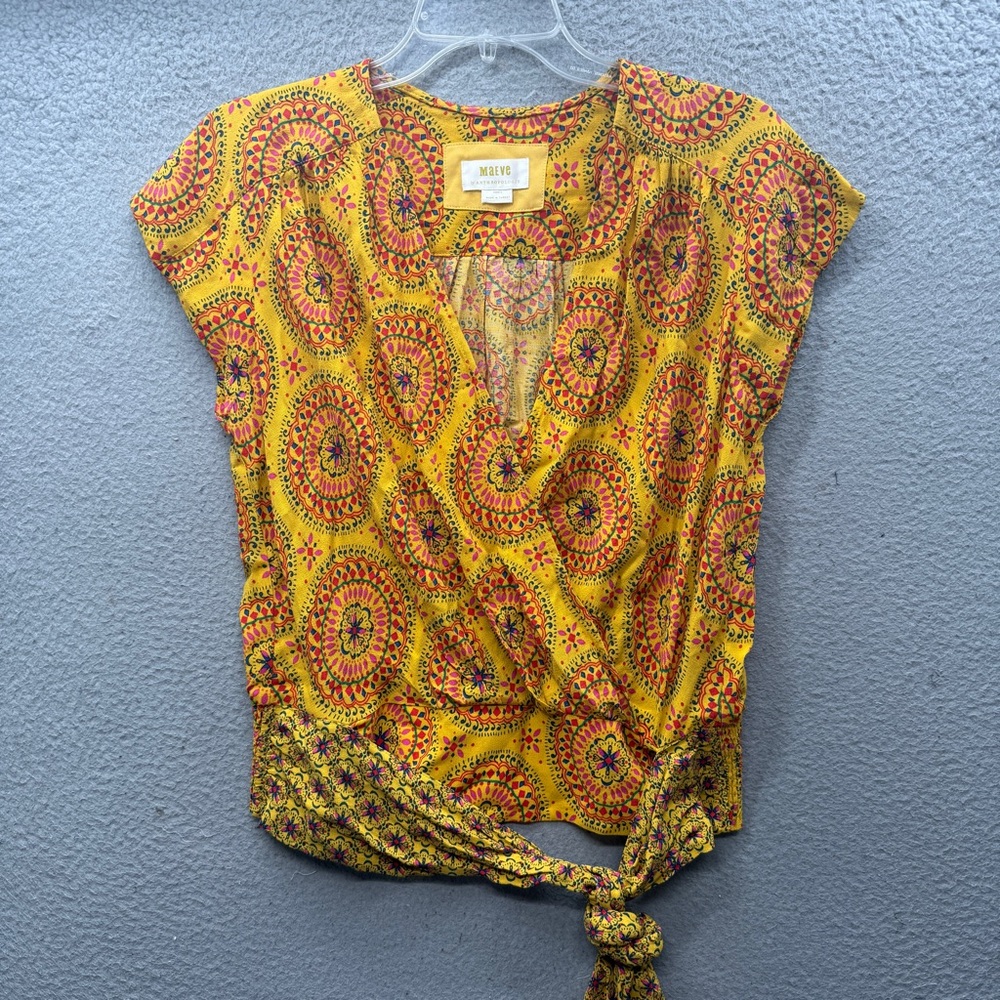 Maeve Yellow Paisley Tie-Waist Blouse - Picture 5 of 11